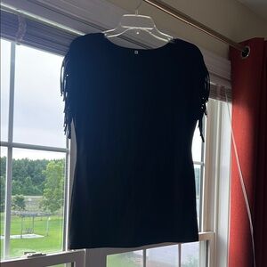 Black T-Shirt Blouse with Short Sleeves